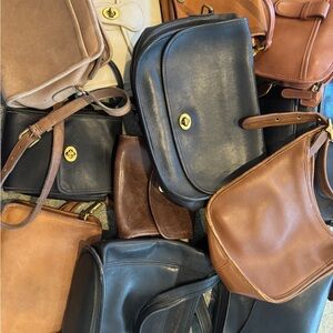 Lot of SIX Vintage Leather Coach Bags